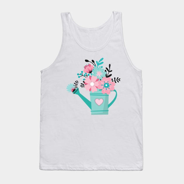 Floral Watering Can Tank Top by tramasdesign